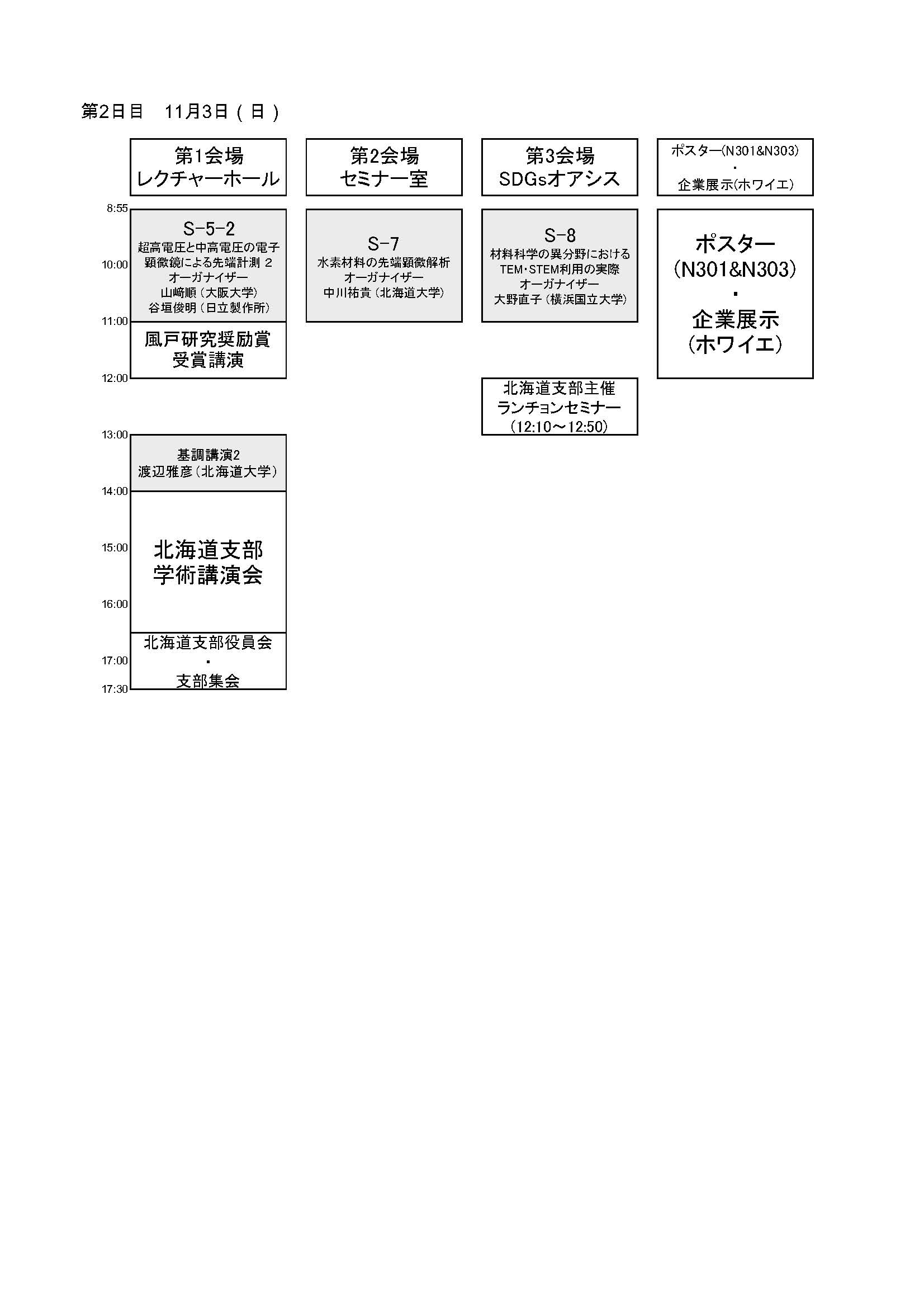 11月3日タイムテーブル